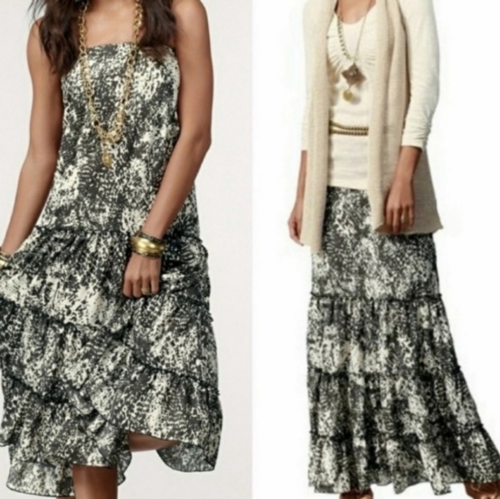 CAbi Style 781 Maxi Skirt/ Strapless Dress Tiered Ruffle